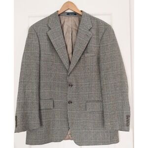 Vintage Chaps Ralph Lauren Mens Blazer 42R Glen Plaid Blazer Grey Tan Sport Coat